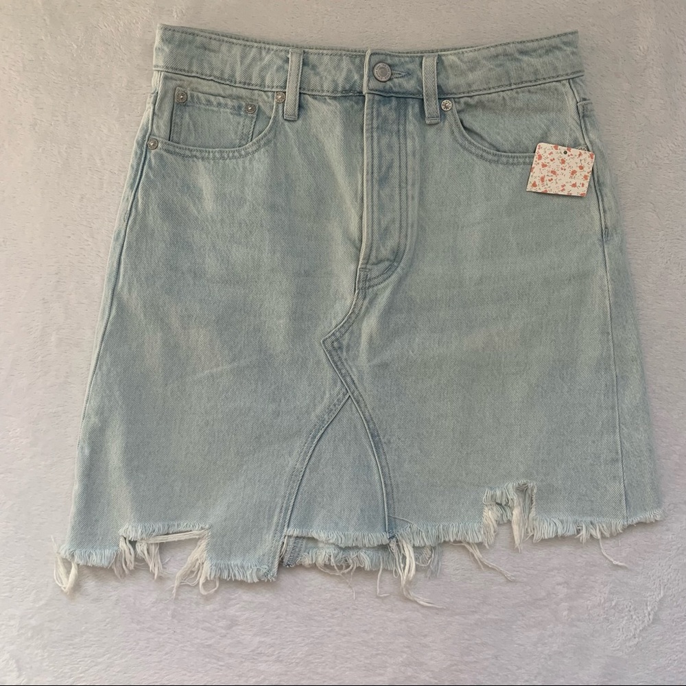 Free People Light Wash Denim Skirt - Picture 3 of 9